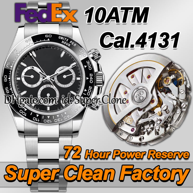 Mens Watches Men Designer Watches Top Quality Luxury Super CLean Factory Watch 40MM Automatic Chronograph Cal.4131 Movement Sapphire Diving 10ATM Wa