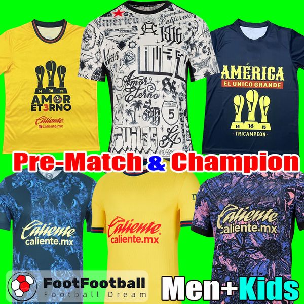 2024 2025 MX Club America Champions Pre Match soccer jersey 24 25 Home Away Third football shirts men football Kit set tops