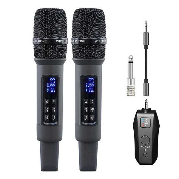 Microphones UHF wireless handheld dynamic karaoke microphone Bluetooth receiver performs professional home reverb high and low frequencies J