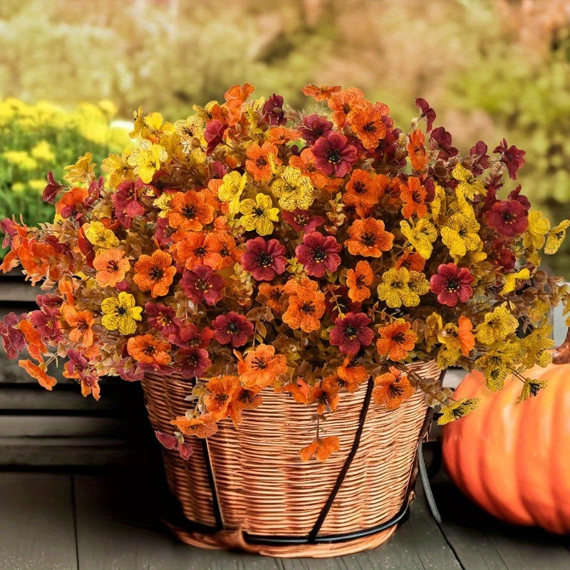 TEMU 12 Bundles Of Autumn Simulated Flowers, Artificial Plastic Autumn Colored Plants, Decorative Indoor And Outdoor Porch And Courtyard,