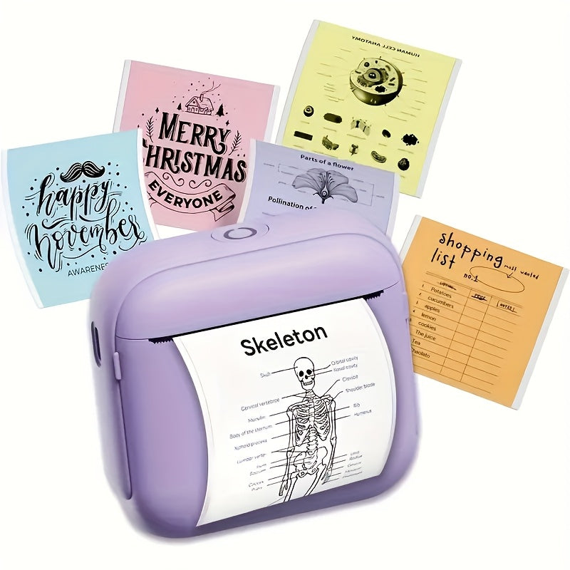 TEMU Portable Wireless Thermal Printer - Mini Desktop Photo, Diary, And Study Note Printer, Usb Charging, Wireless Connection, Suitable For
