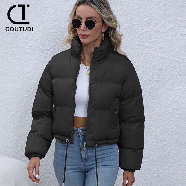 Coutudi-Padded Short Down Coat For Women, Warm Parkas, Stand Collar, Winter Puffer Jacket, Female Outerwear Clothing, 2024