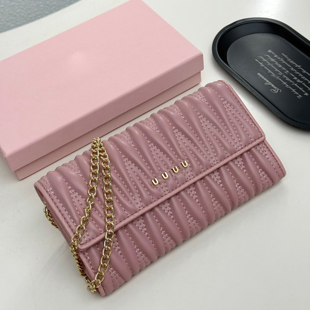 Long Wallet Black Red Pink Classic Jacquard Emed Chain Bags Multi Slots Women Designer Handbag Card Holders Crossbody Bag