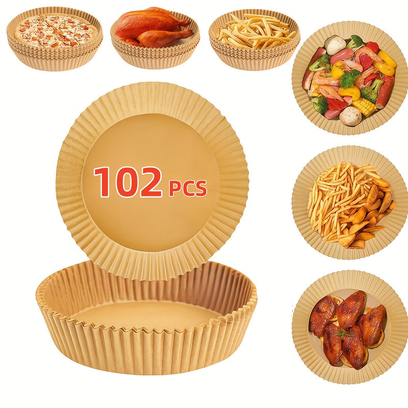 TEMU Round Bleach-free Air Fryer Paper Liners, Collapsible Parchment Sheets For Oil Absorption & Nonstick Cooking - Microwave Safe, 8 Inches (fits