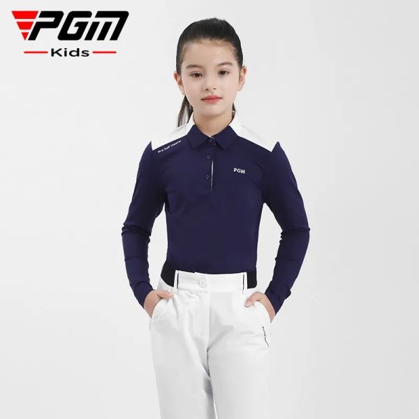 PGM Girls Golf Long Sleeve T Shirts Golf Wear for Kids Comfortable Skin Friendly Sports Fabric Children&#039;s Clothing YF548