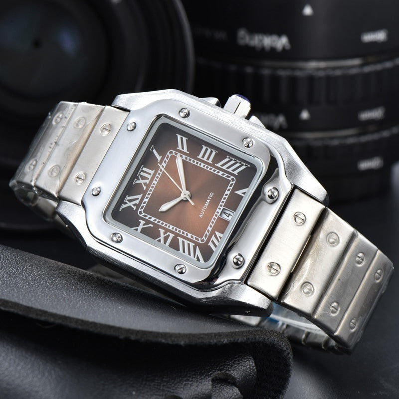 Men Wristwatch quartz Watch Fashion quadrate Blue Dial Stainless Steel Metal Strap Casual Watches Sport Clock Montre De Luxe car0001