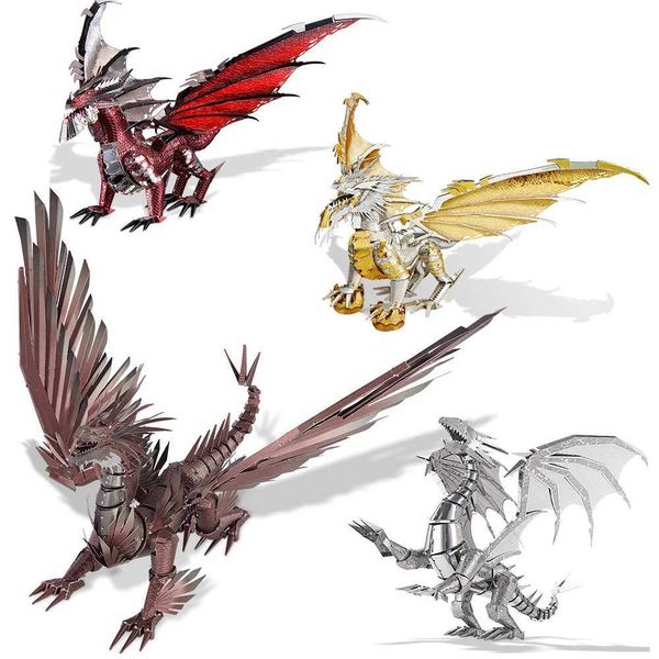 3D Puzzles Piececool 3D Metal Puzzle Dragon Series DIY Model Architecture Kit Brain Teasing Puzzle Set Great Birthday Christmas Gift 5 Color