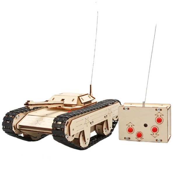 Remote Control Tank Boys Toys DIY Wooden Puzzle Technology Gadget STEM Science Physics Children&#039;s Educational 240102