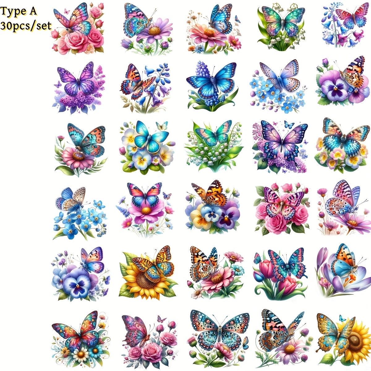 TEMU 30pcs-set Handmade Creative Retro Spring Watercolor Flower Series High Quality Stickers Suitable For Garbage Diary Notebook Decoration Manual