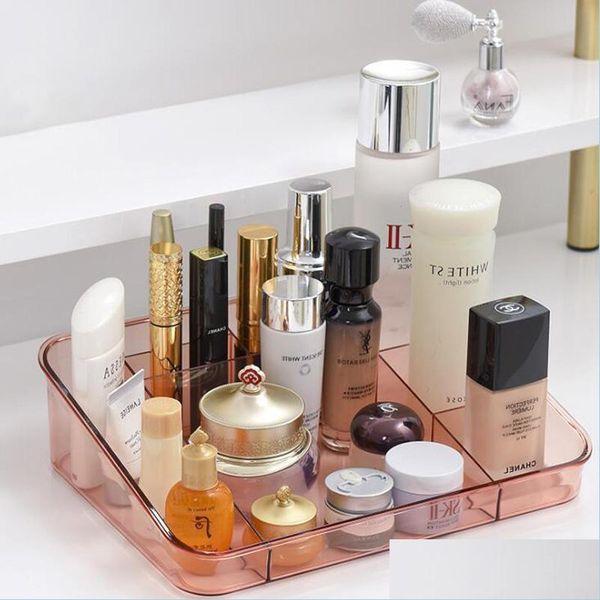 Bathroom Storage Organization Desktop Makeup Box Transparent Dresser Skin Care Product Lipstick Brush Finisher Mti-Grid Jewelry Drop Dhkoe