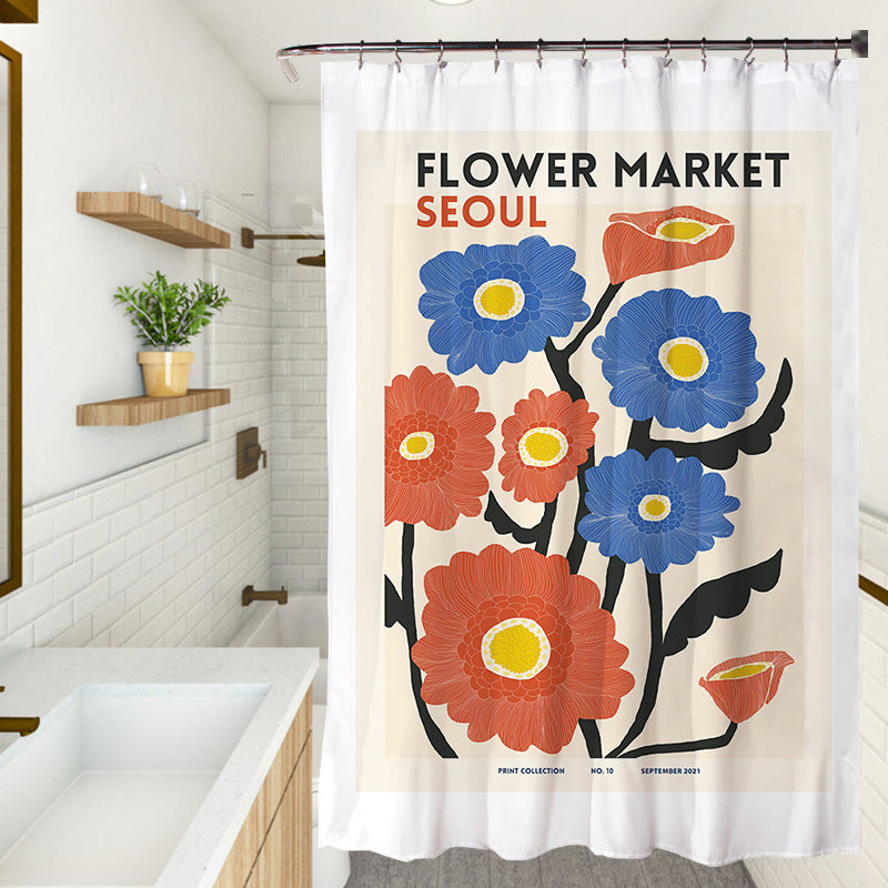 YL-37211 small fresh ins shower curtain bathroom bathroom blocking curtain hand-painted shower curtain wholesale