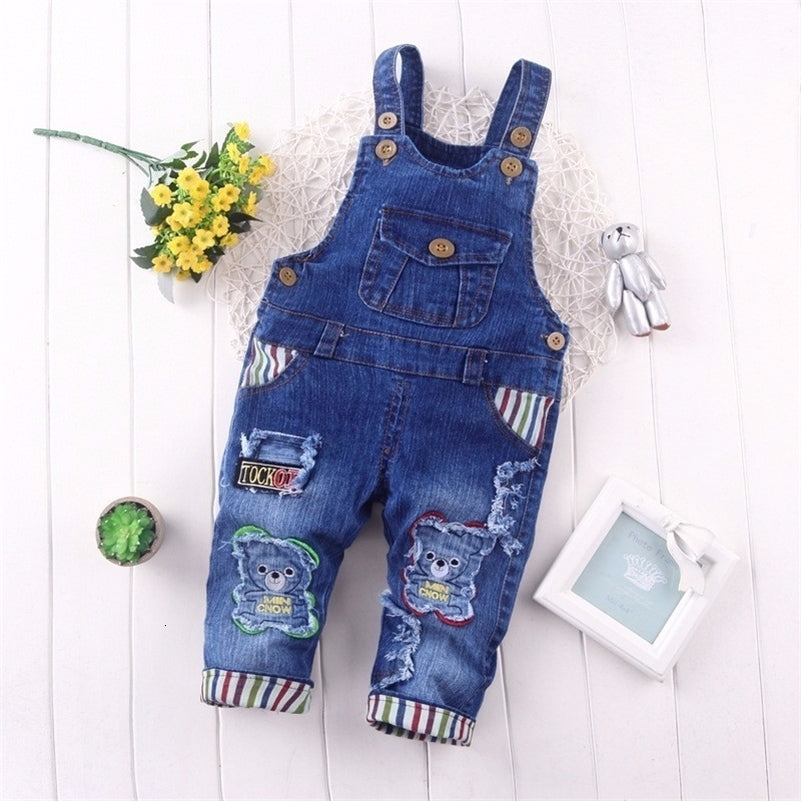 IENENS Kids Baby Clothes Jumper Boys Girls Dungarees Infant Playsuit Pants Denim Jeans Overalls Toddler Jumpsuits 250919CJ
