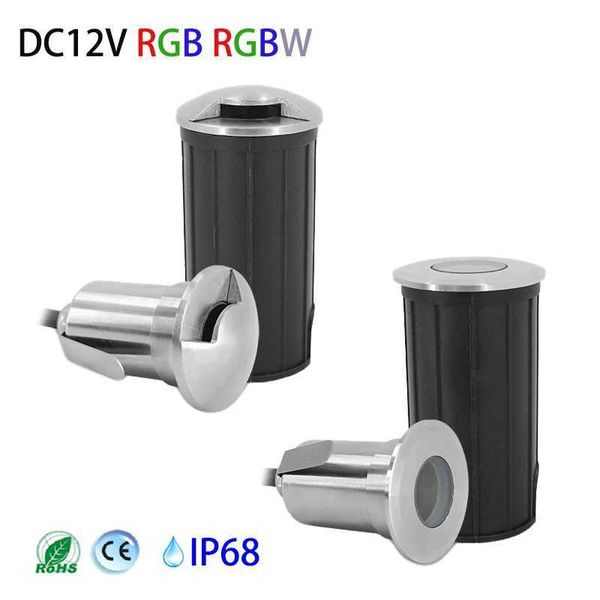 IP68 Outdoor Led Focus Recessed Spotlight 12V RGB Waterproof LED Deck Step Underground Ground Garden Light 3W Stainless steel CL240813