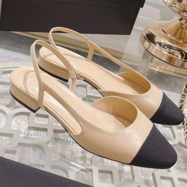 Dress Shoe Designer & Accessories Sandals Leather Color Matching Shoes Women&#039;s Retro Printed Coarse Heel Leisure 2.5Cm Ultra-low Heel O