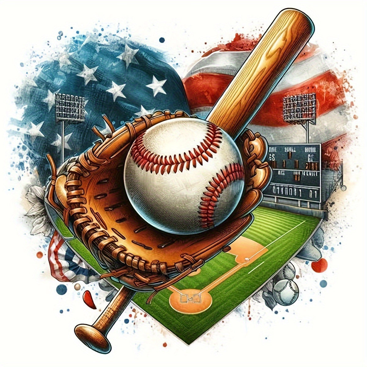 TEMU Diy 5d Diamond Painting Kit, Baseball Diamond Painting, All Art Embroidery Stitch Painting, Diamond Painting Art Craft Wall Decoration Surprise