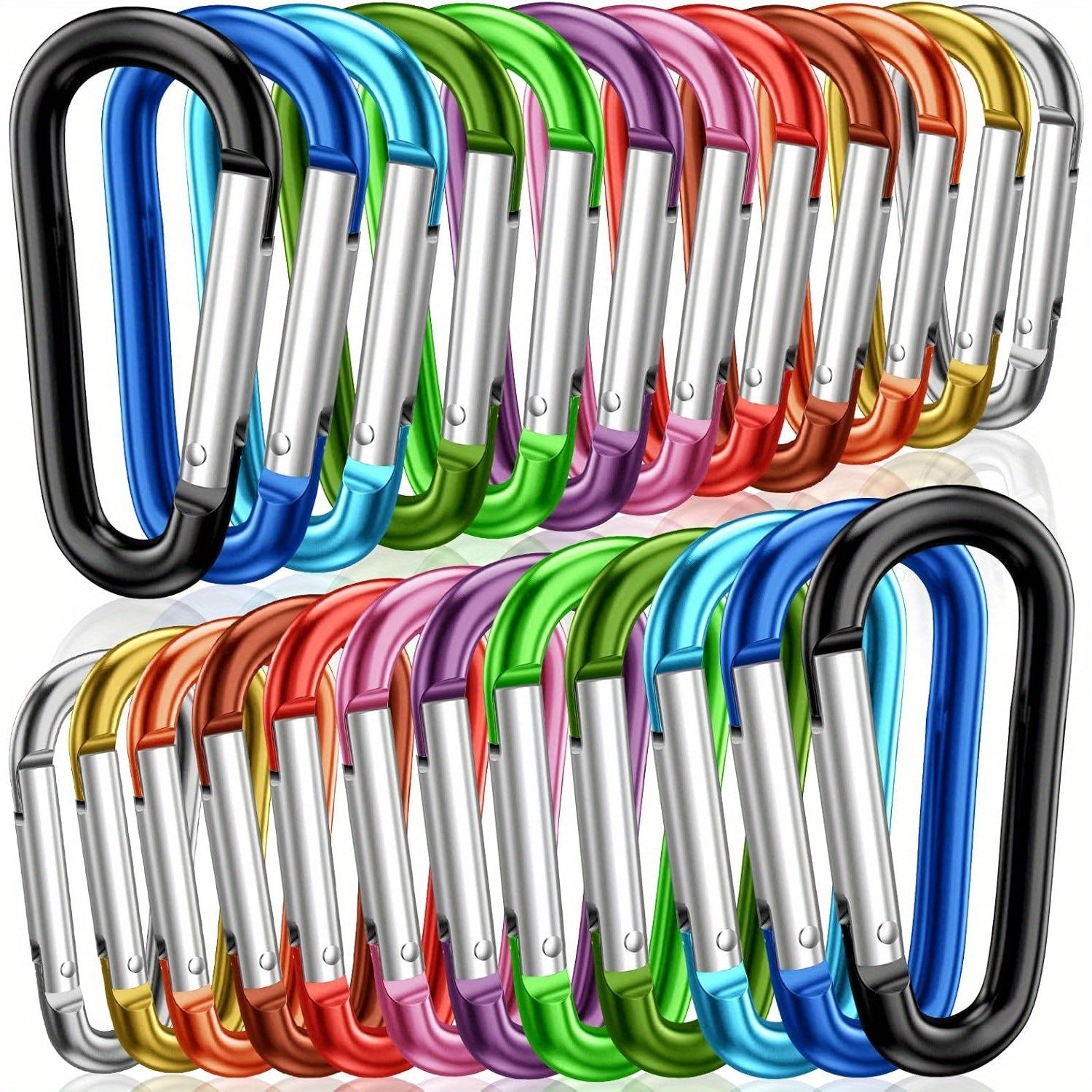 TEMU 20pcs Colorful Spring Snap Hooks - Durable Aluminum Metal Buckles For Backpacks, Keys, And Outdoor Gear - Assorted Colors (blue, Green, Yellow,