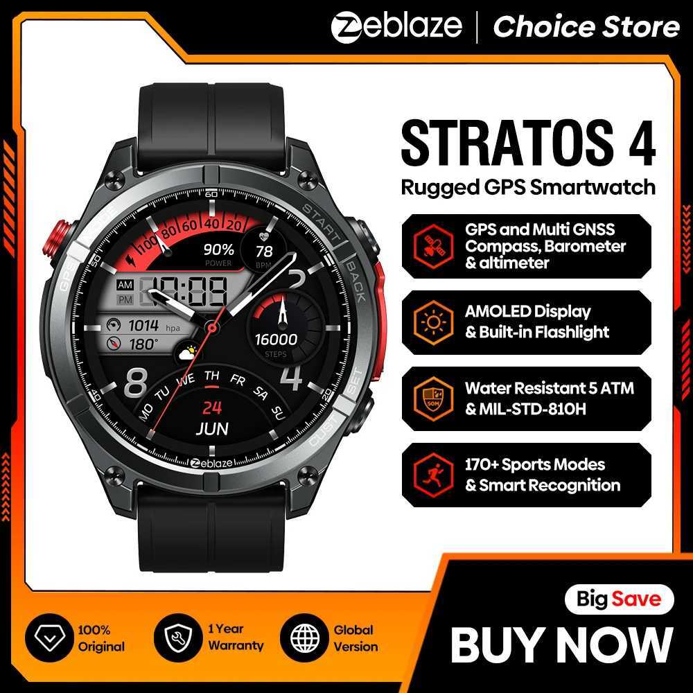2025 Zeblaze Stratos 4 GPS Smartwatch 1.43 AMOLED Screen Heart Rate Blood Pressure Altimeter Flashlight Voice Calling Smart Watch X250726
