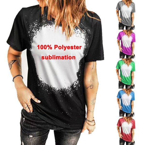 Wholesale Sublimation Shirts Heat Transfer Blank Bleach Shirt Bleached Polyester T-Shirts US Men Women Party Supplies Stock