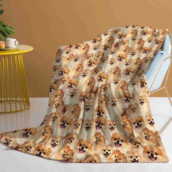 Pomeranian Throw Blanket Fuzzy Dog Blanket for Kids Pomeranian Gifts for Pomeranian Lovers Cozy Blanket for Couch Sofa BedX240731