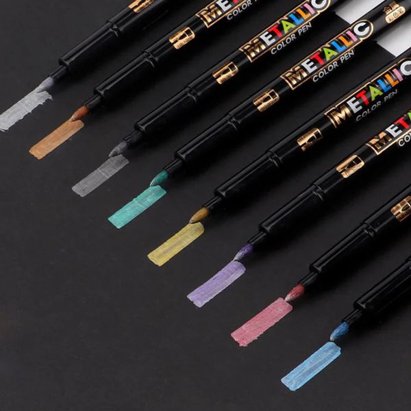 8pc set metalli color Pen Art Marker brush pen mark write Stationery Student Office school supplies Calligraphy 240320