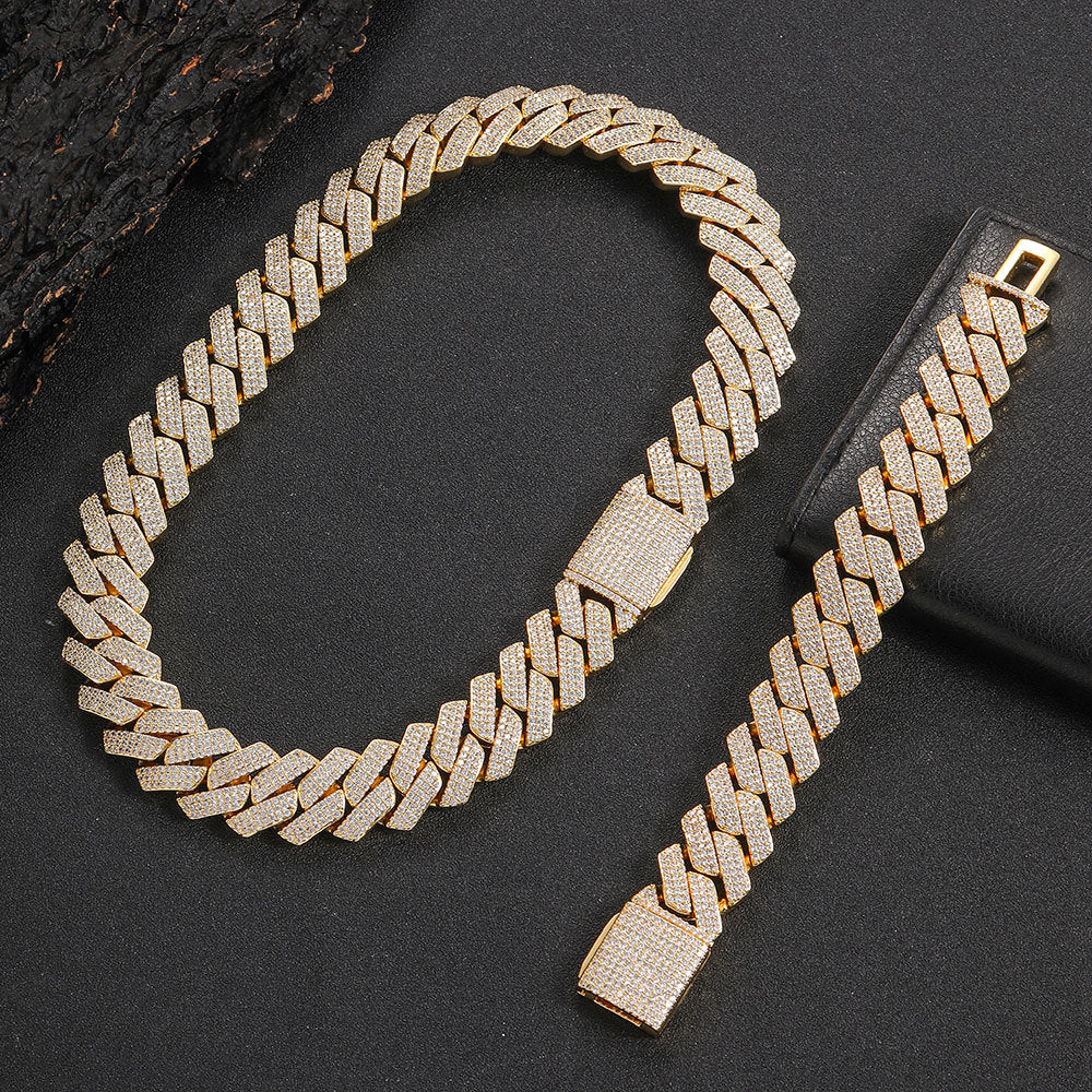 25MM Wide Necklace Miami Cuban Rock Hip Hop Link Chain Necklace Designer for Men Womne 3 Row zircon Diamond Choker Necklaces Jewelry