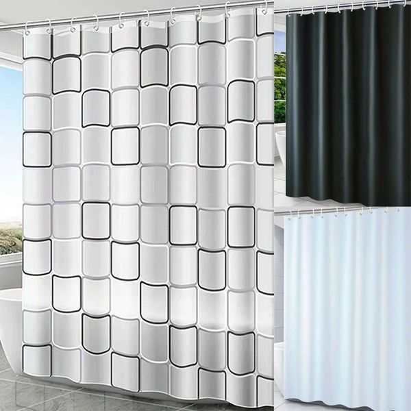 Bathroom Shower Curtains Waterproof Bath Curtain PEVA Modern Geometric Plaid Pattern Farmhouse Home Decoration Translucent Y240815