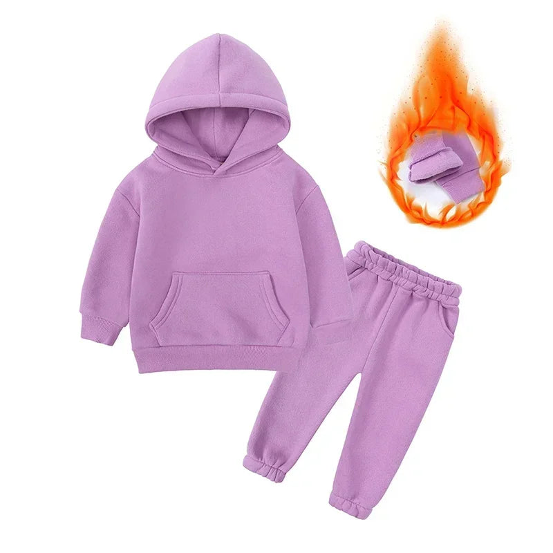 w47 Comfortable Youthhood Fleece Sleepwear Combo Soft Hoodie & Pajama Pants for Teenagers