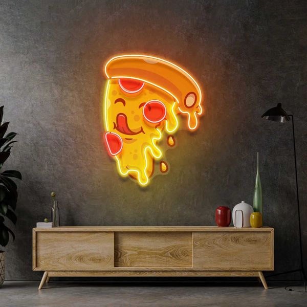 LED Neon Sign Pizza Food n Sign Wall Decor USB Powered Kitchen Restaurant LED Light Bar Beer UV Print Sign Coffee Business Shop Club Sign I1
