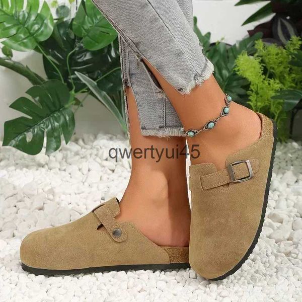 Slippers Fashion womens casual flat velvet surface mule slider cork inlaid sandals with curved support for outdoor enthusiasts beach qwertyu