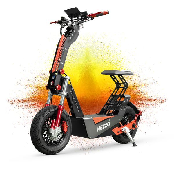 HEZZO F8 E-SCOOTER 72V 8000W Escooter dobrável 62 mph de alta velocidade 50AH 21700 Bateria 93miles 16 polegadas Scooter elétrico de pneu go
