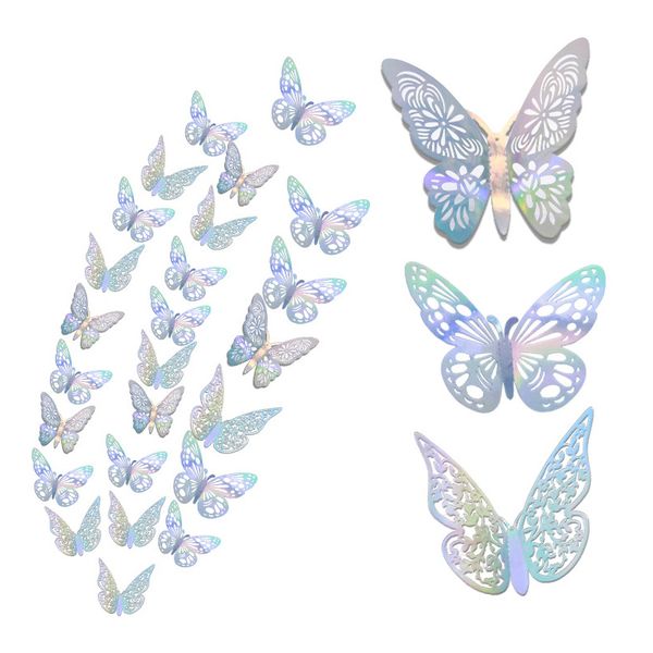 36Pcs-Lot 3D Hollow Butterfly Wall Sticker Butterflies Decals DIY Birthday Party Cake Decorations Removable Stickers Wedding Kids Room Windo