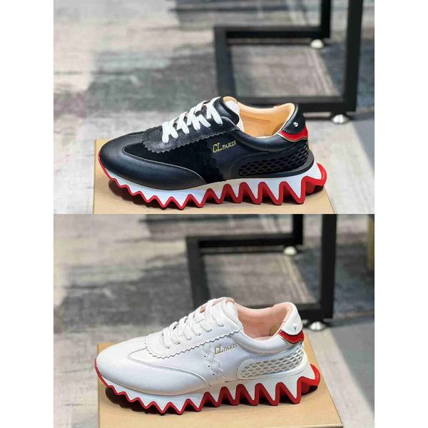 Designer Shoes Casual Spike Shark Sole Sneaker Red Spike-Sock Donnas Nneoprene Soft Suede Calf Skin Leather Trainers Runner Full Rivets Low