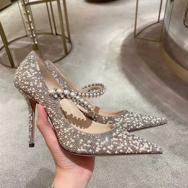 Bling Shiny Glitter Pumps Women Slip-On Rhinstone High Heels Shoes Woman Shining Thin Heels Wedding Party Shoes 2024C241230