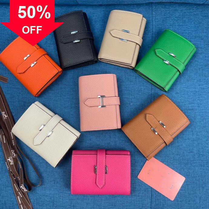 Luxury Designer wallets 2023 new fashion multi-functional wallet Litchi Grain Top Layer Cowhide Short Compact Card Bag Factory Direct Sale