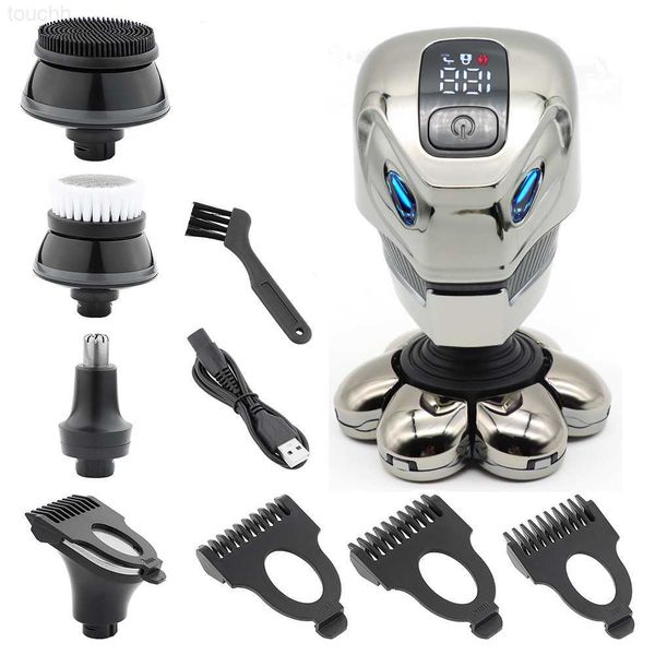 5 in 1 High Quality 7D Floating Head Men&#039;s Electric Shaver LCD Rechargeable Waterproof Bald Shaving Machine Nose Hair Trimmer L230823