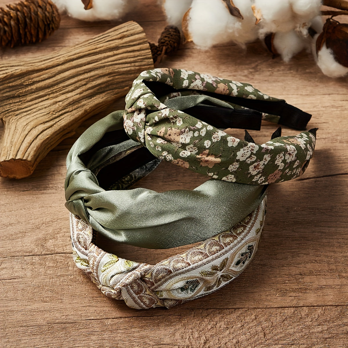 TEMU 3pcs Elegant Wide Brimmed Knotted Head Bands Ethnic Style Embroidery Hair Hoops Vintage Hair Accessories For Women And Daily Use