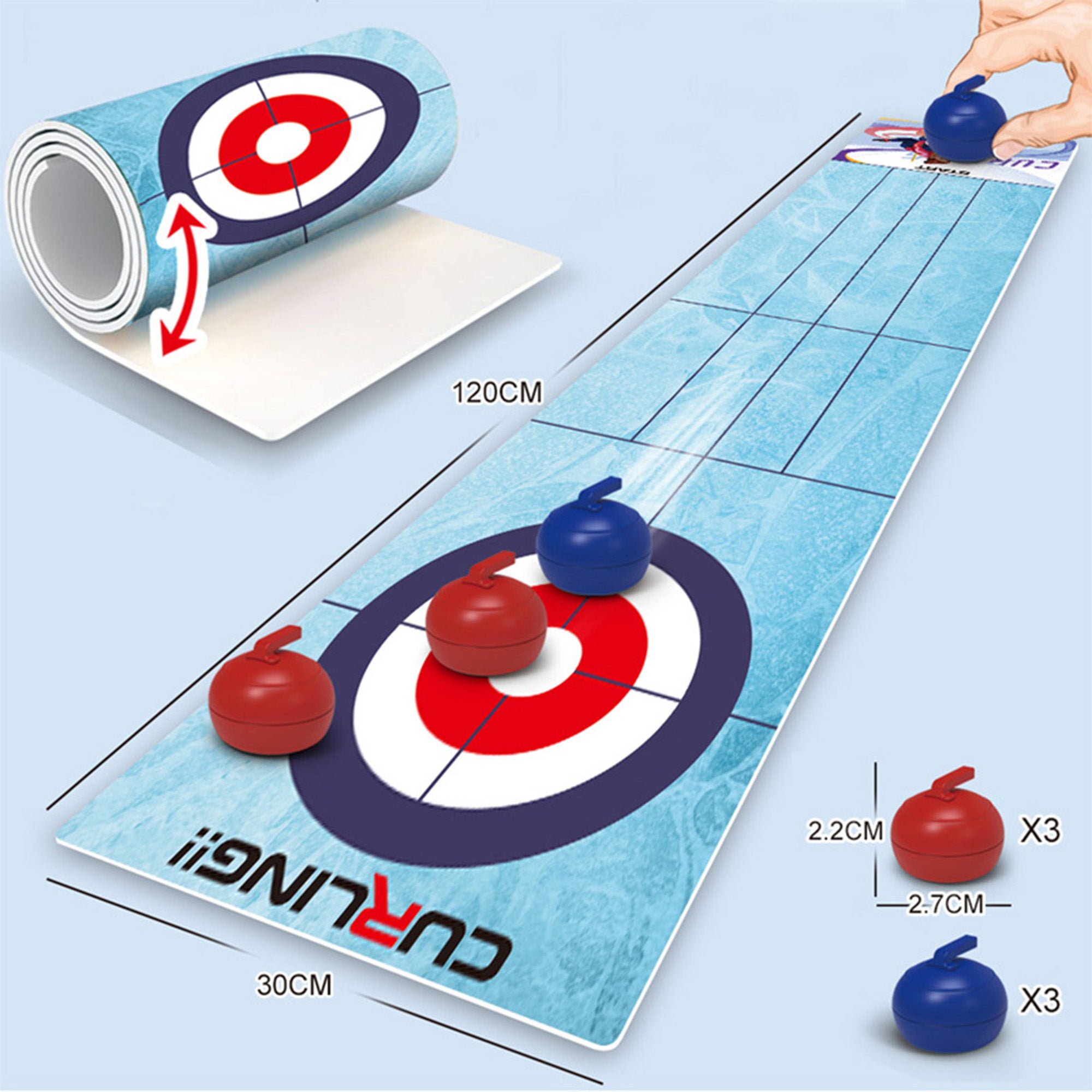 Tabletop Roll-up Sports Games - Basketball, Curling, Bowling, Football, Golf - Curling Game