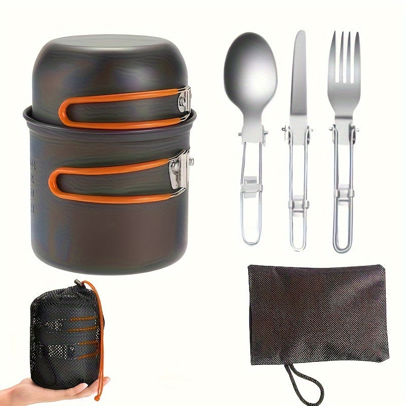 TEMU 1pc Cookware Kit - Stainless Steel Utensils Set With Forks, Knives, Spoons - Portable, Compact, Space-saving, Easy-to-clean, Ideal For Outdoor