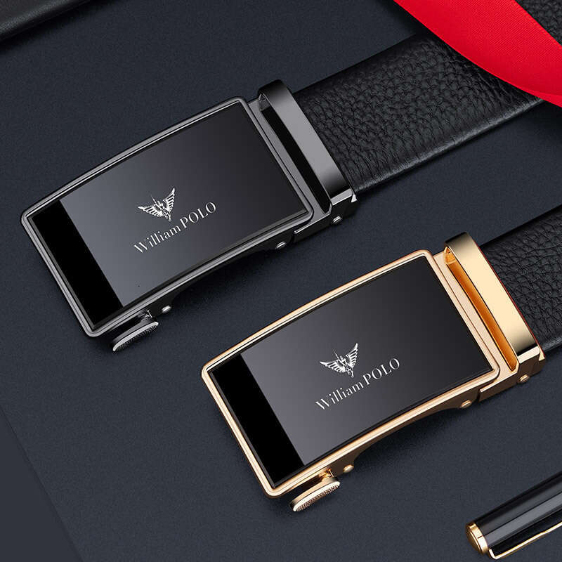 Paul High-End Genuine Automatic Buckle Men&#039;s Simple Business Alloy Soft Leather Belt Men