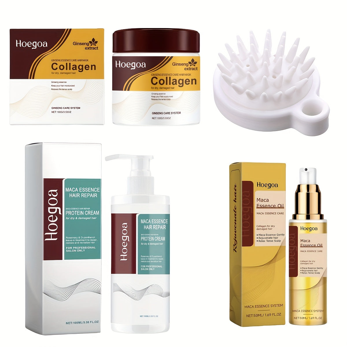 TEMU 4pcs Keratin Hair Care Set, Collagen Hair Mask With Keratin Hair Conditioner And Collagen Hair Oil, Repairing Damaged Hair, Moisturizing,