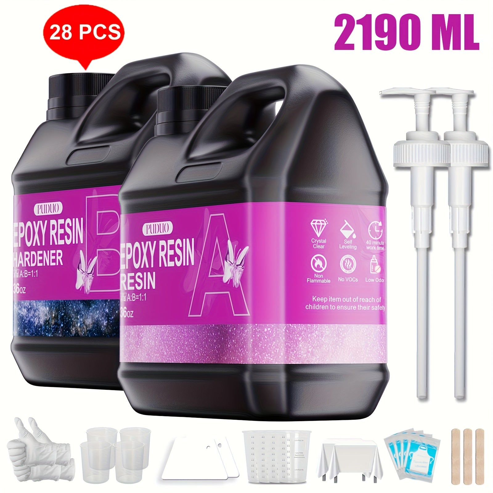 TEMU 28pcs, 72oz Epoxy Resin: Perfect For Diy Beginners. With A Of Tools, Ideal For Making Bracelets, Earrings, Etc. A For Handmade Crafts!