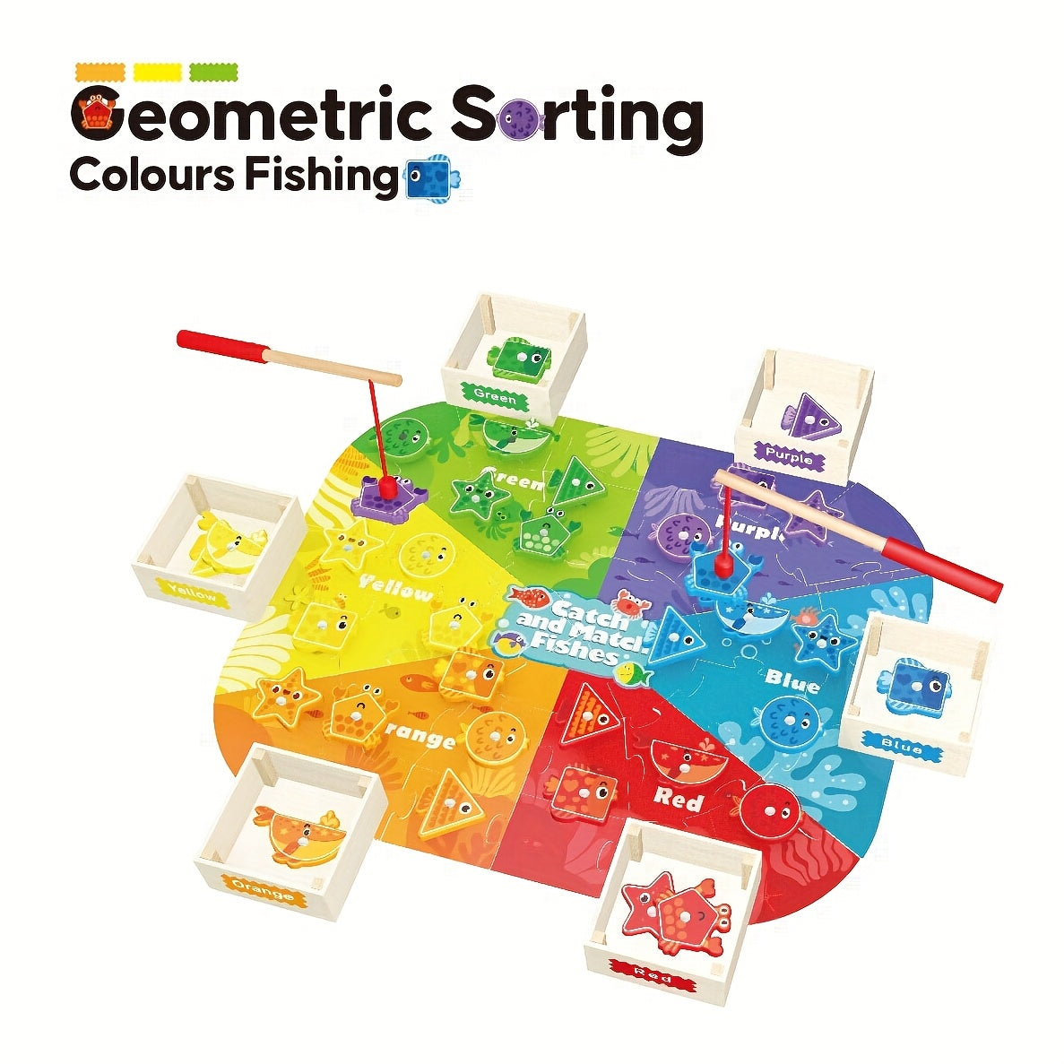 TEMU Edutree Magnetic Wooden Shape Sorting Puzzle Game - Colorful Fishing Toy For , & Color Matching Educational Activity, Perfect Birthday Holiday