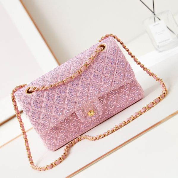 10A 24A 24B super flash silver diamond grid bag handle cowhide Mirror quality Desiginers shoulder bag Handbag Official original imported Gen