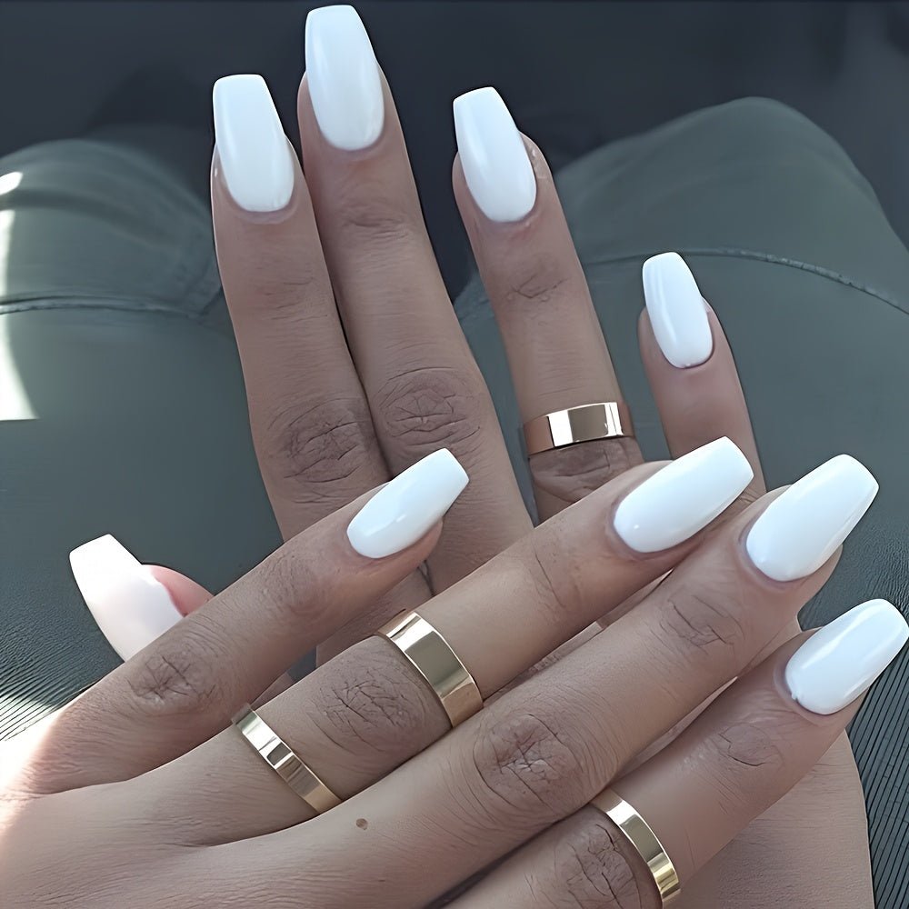 TEMU 24pcs Change Short Coffin Press On Nails - Reusable Fake Nails With Glossy Finish, Easy Diy Application For Women & S, Versatile For Everyday &