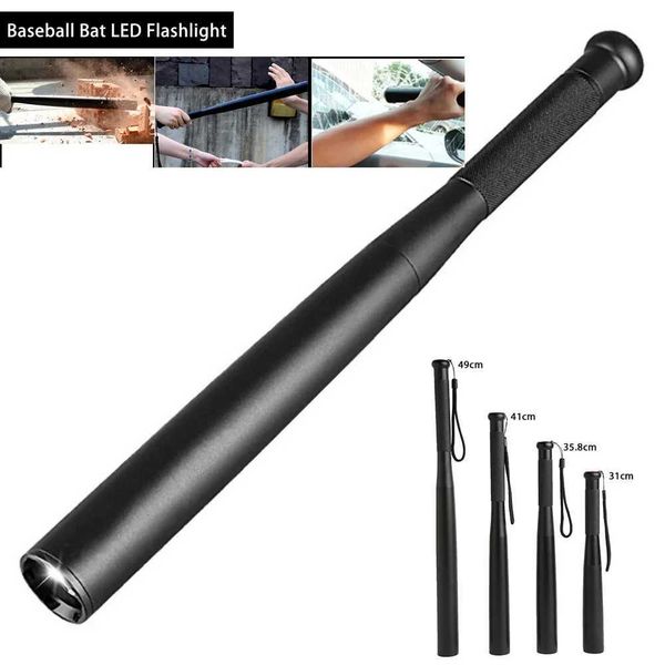 Baseball Bat LED Flashlight Waterproof Super Bright Baton Aluminium Alloy Torch For Emergency Self Defense Anti Riot EquipmentLX241109