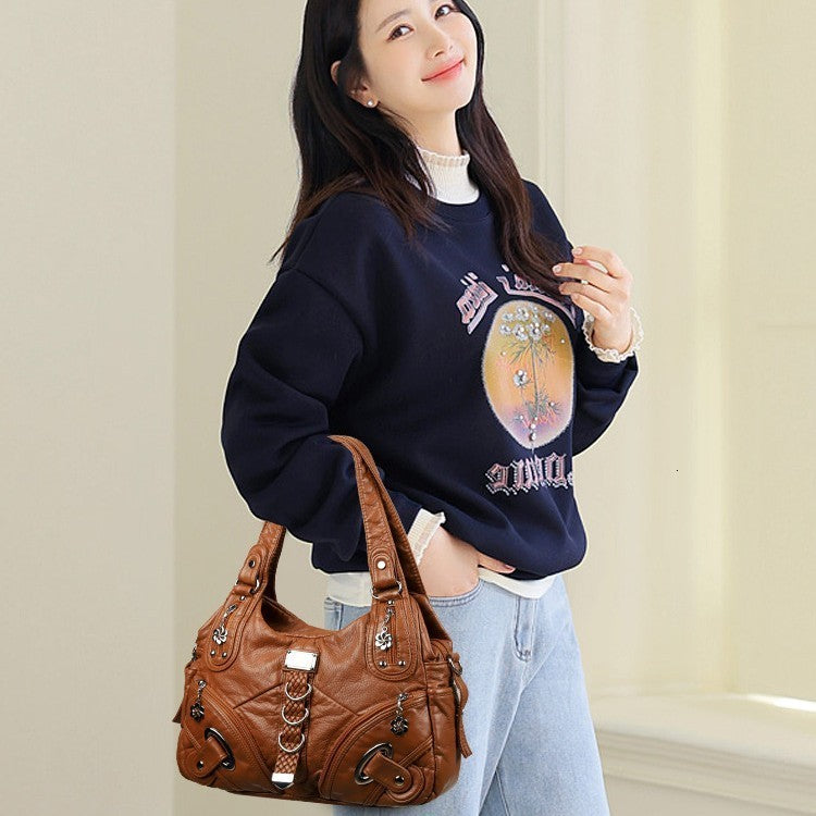 JIAERDI Vintage Brown Y2k Handbag Women Retro Subculture Leather Large Capacity Shoulder Bags Ladies Harajuku Aesthetic Tote Bag 241231