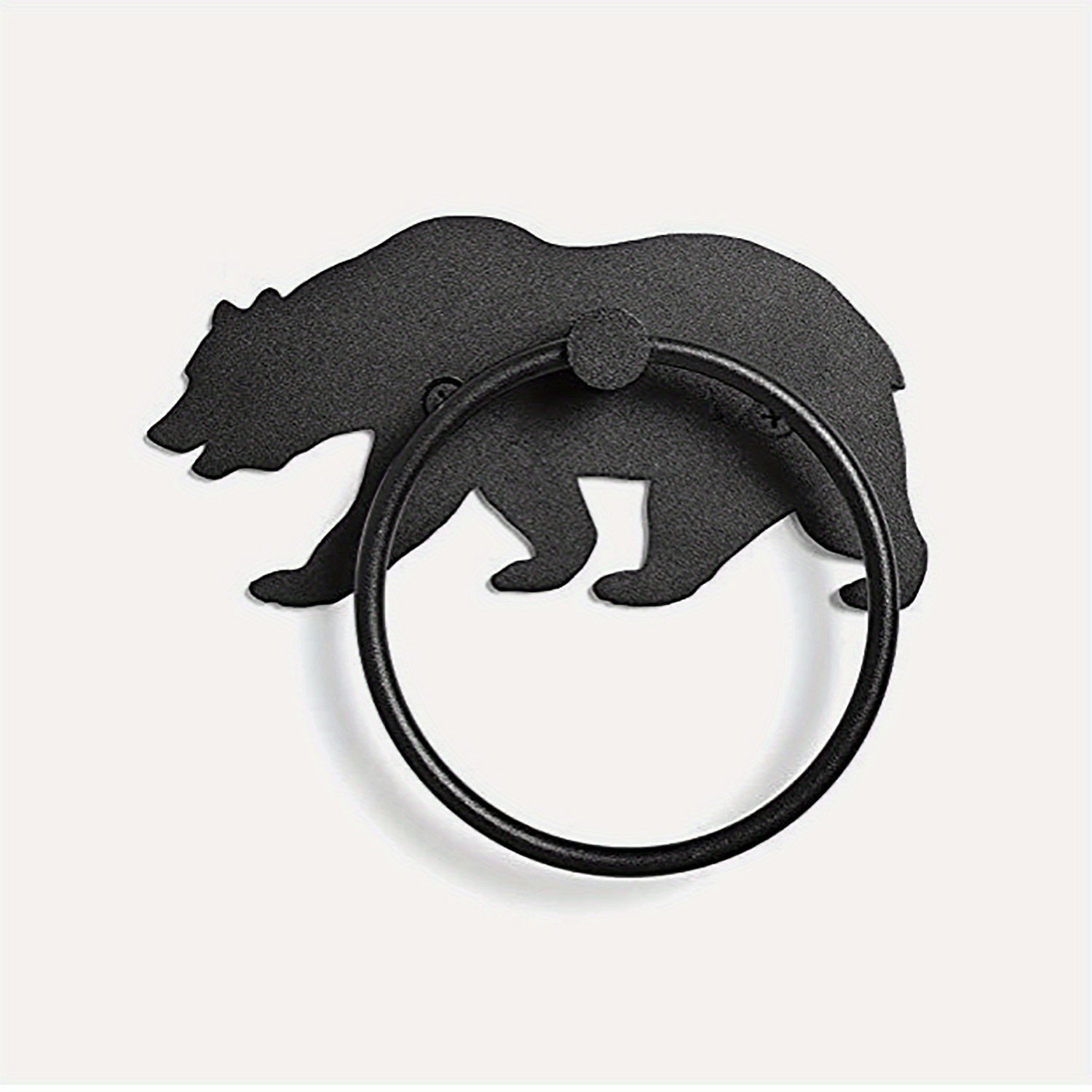 TEMU Iron Forest Bear Silhouette Circular Towel Hanger, Black Decoration Indoor Pendant, Black Bear Artwork, Natural Atmosphere, Decoration, Perfect