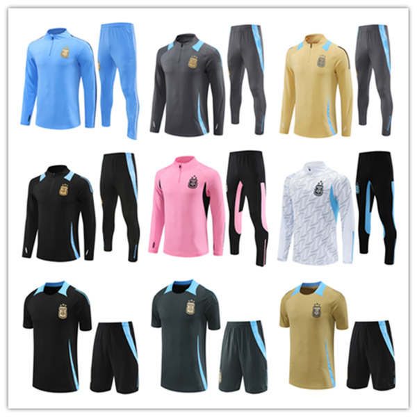 24 25 argentinas jersey tracksuit training survetement foot chandal kit tuta futbol Soccer football men and kids long sleeve jacket Short sl