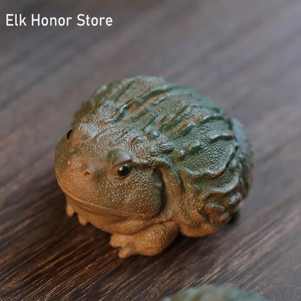 Boutique Purple Clay Tea Pet Lucky Fortune Animal Statue Ornaments Tea Figurine Crafts Handmade Zisha Tea Table Decoration Gifts 240805