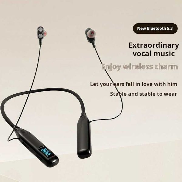 X64 Wireless Earphones 5.3 Neckband Headphones Gaming LED Display Stereo Sports Headset Halter Waterproof Magnetic EarbudsCL240801